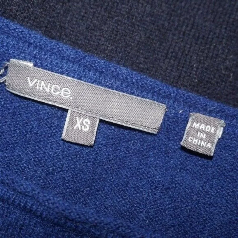 Vince Colorblock Blue Gray Wool Cashmere Sweater XS - Picture 3 of 6